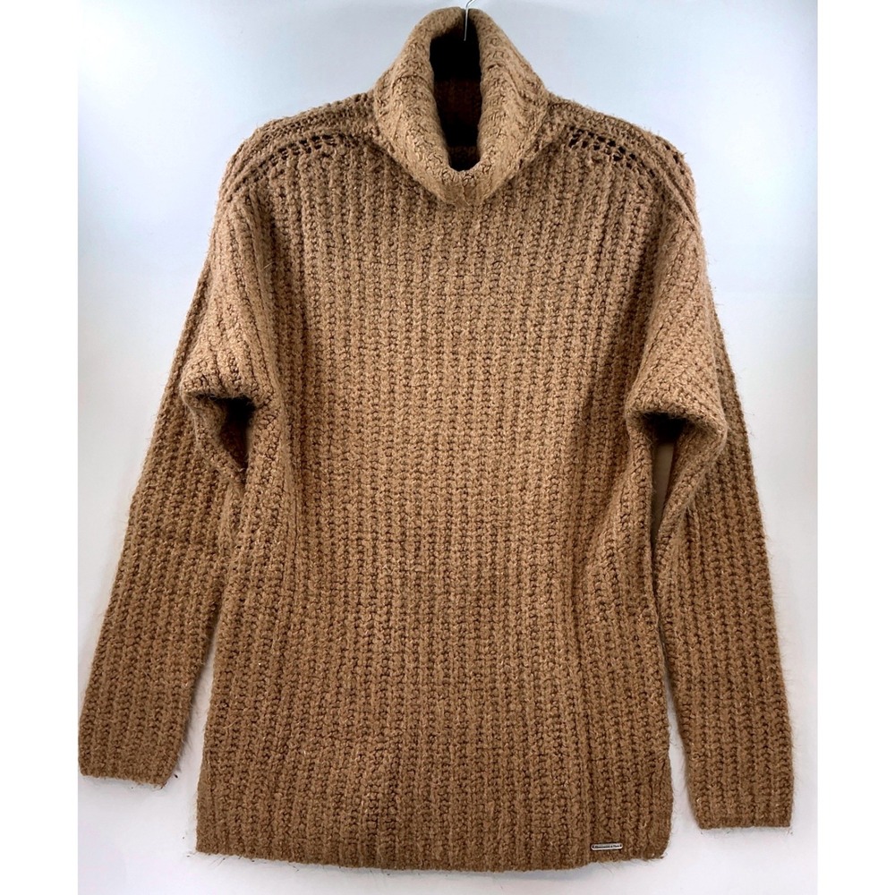 Abercrombie Fitch Chunky Knit‎ Turtleneck Sweater Tan Cozy Sz S